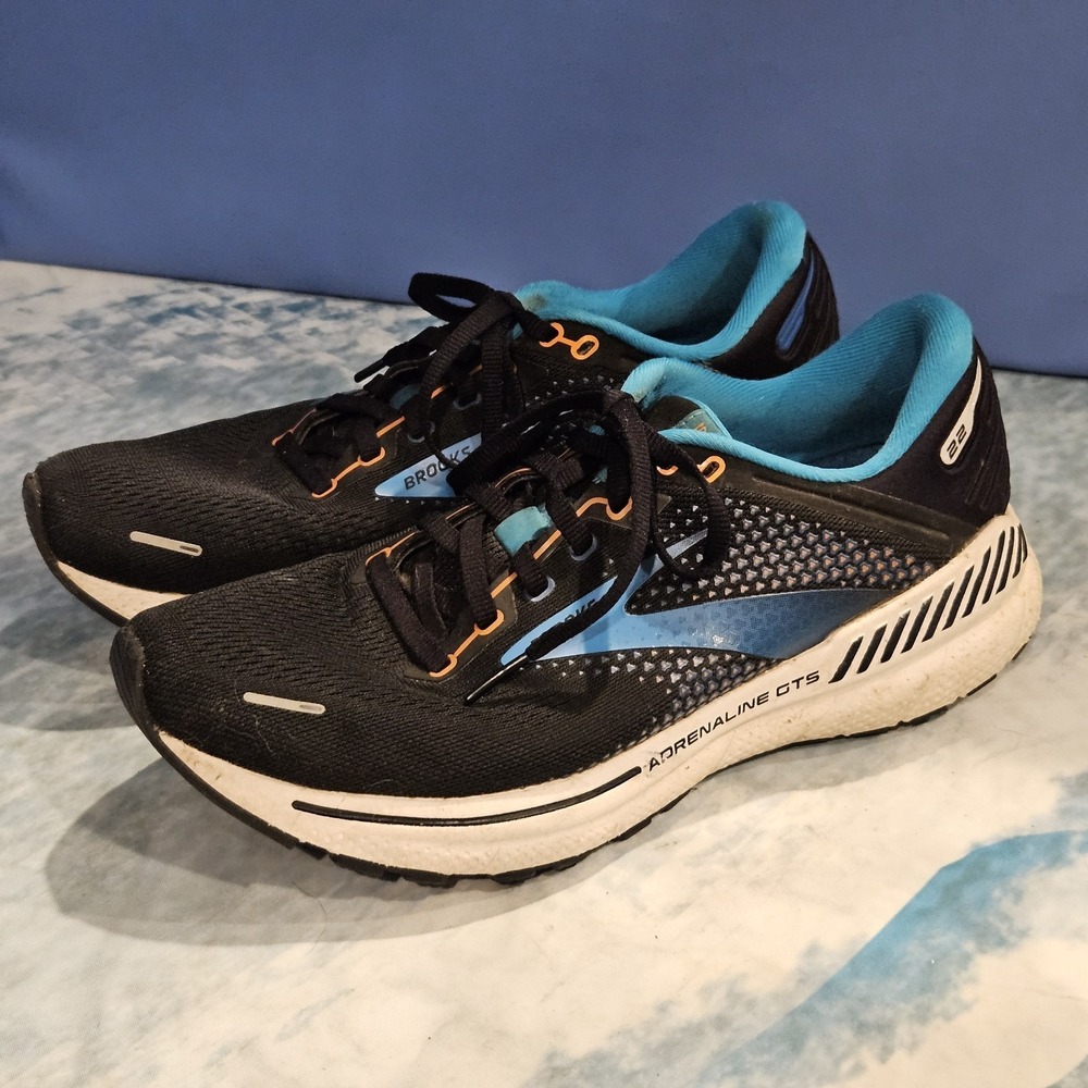 Brooks Adrenaline GTS 22 Women's Running Shoes Black Blue Size 8 D Medium